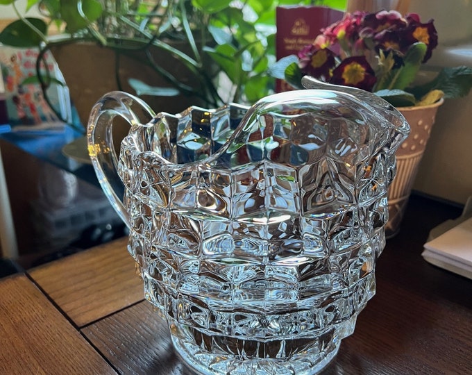 Vintage Fostoria American Pattern Pitcher. Crystal Glass Mid-century ...