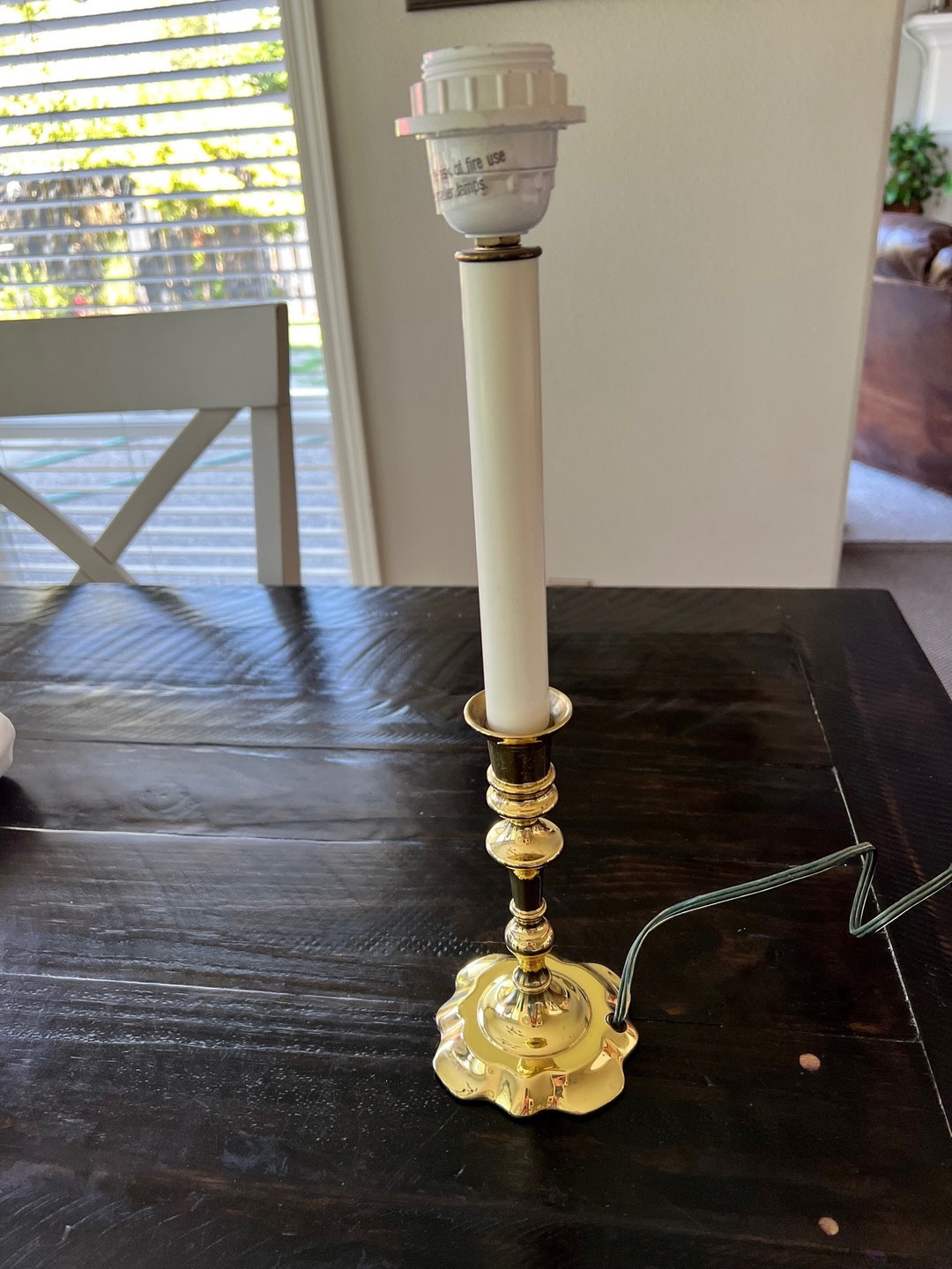 Vintage Candlestick Lamp, Polished Brass. Great Condition. Etsy
