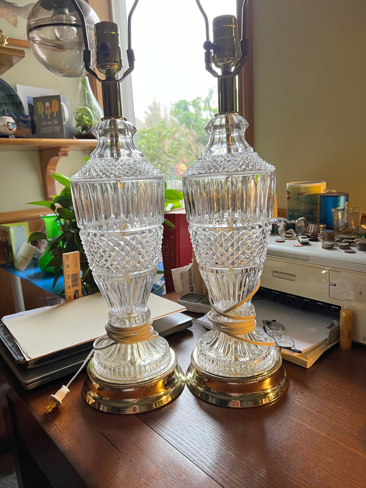 1950 Cut Glass Lamps Etsy
