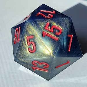 Alien Chrome Chonk D20 DnD Dice | D20 Dice | Jumbo Dice for DnD | Dungeons and Dragons Giant D20 Dice