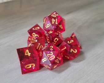 NEW RPG Dice Set of 5 D20 Twisted Dark Ruby 