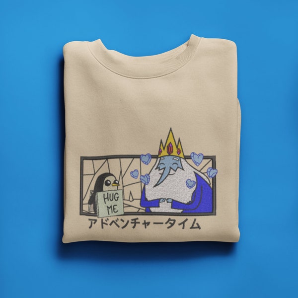 Time Adventure Anime Cartoon Inspired Shirt/Crewneck/Hoodie Ice King and Gunter adventure time embroidered shirt/crewneck/hoodie