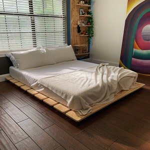 Handmade Wooden Low Profile Platform Bed Frame