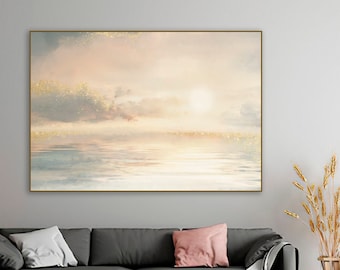 GOLD SEASCAPE SUNRISE |wall art, painting, art print, canvas wall art, abstract art, watercolor print, modern art, bathroom decor, usa