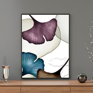 STAMPA GINGKO / set di stampe, arte da parete, pittura, stampa d&#39;arte, arte da parete su tela, arte astratta, arte da parete astratta, pittura acrilica, arredamento della camera da letto