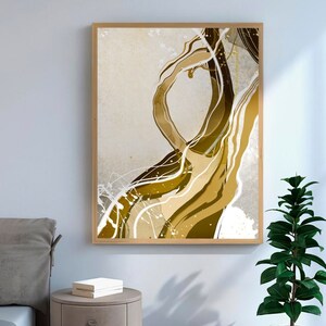 IMPRESSÃO ABSTRATA DO OURO | conjunto de parede de galeria, pintura, impressão de arte, arte abstrata, art deco, arte de parede em tela, pintura acrílica, arte de parede de sala de estar