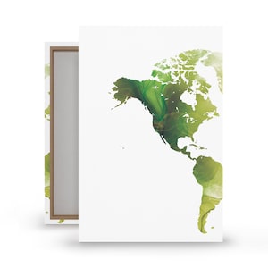 CARTE DU MONDE VERTE | ensemble d'impressions, art mural, peinture, impression d'art, art sur toile, art abstrait, art moderne, art mural grand, décoration de salle de bain, art