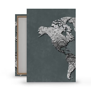 CARTE DU MONDE NOIRE | ensemble d'impressions, art mural, peinture, impression d'art, art mural sur toile, art abstrait, art mural moderne, peinture à l'huile, art de la cuisine
