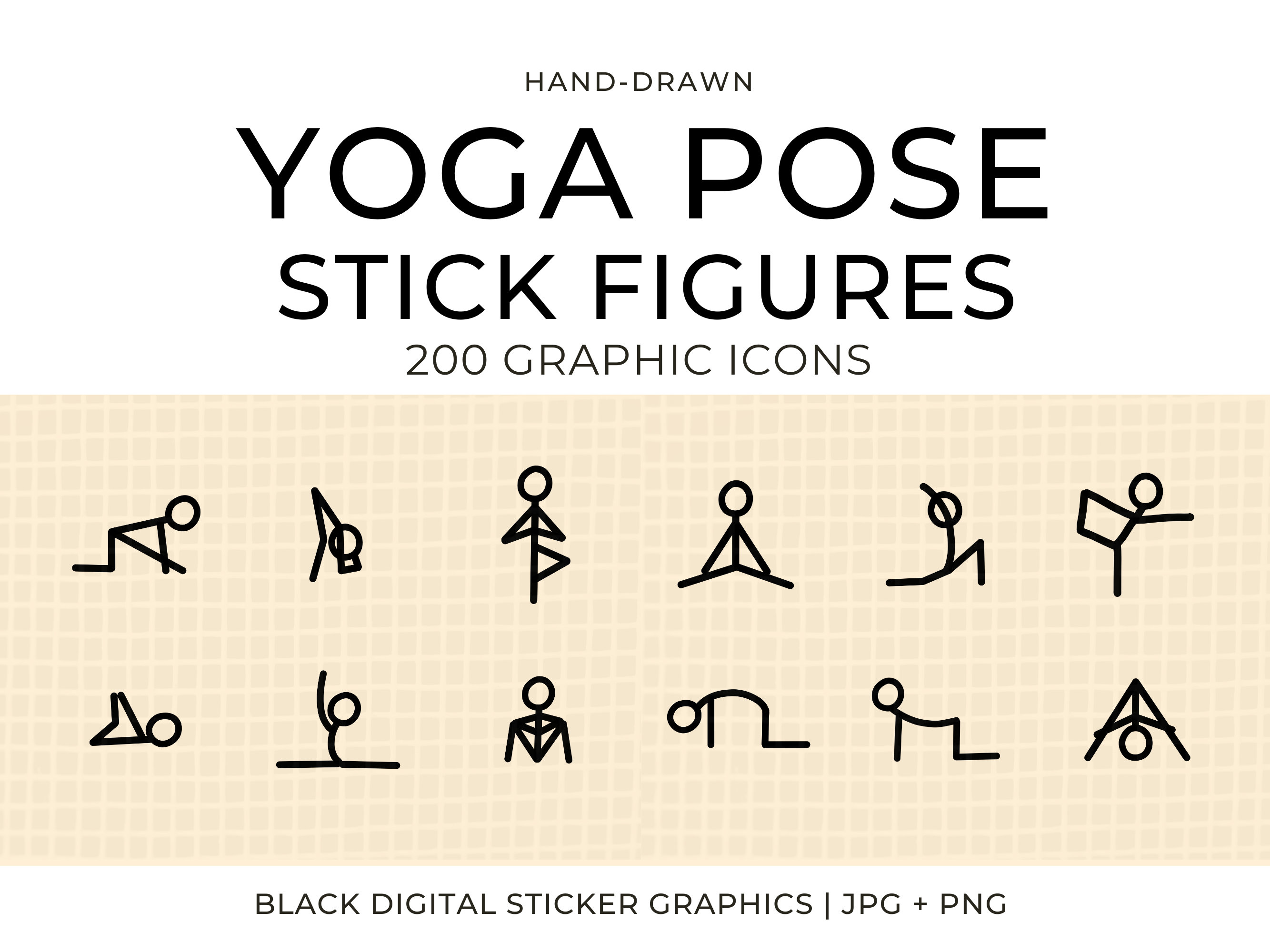 Digital Yoga Stickers: 400 Yoga Pose Illustrations stick Figures