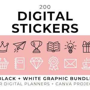 Digital Stickers Bundle Instant Download Graphics for Digital Planners for GoodNotes Notability digital stickers Canva graphic images