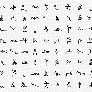 Yoga Pose Stick Figure Graphic Icons Yoga Digital Stickers for Teachers ...