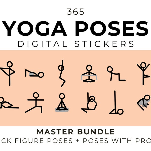 MASTER Yoga Pose Sticker Bundle Yoga Stick Figure for Yoga Teacher Training Tool Digital Yoga Sticker Yoga Sequence Pose for Digital Planner