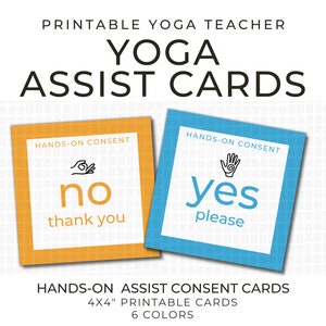 Tarjetas de consentimiento para yoga, tarjetas imprimibles para práctica de yoga, tarjetas de asistencia para clases de yoga, formación de profesores de yoga, herramientas imprimibles para secuencias de yoga