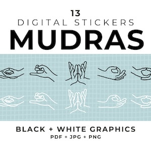 Mudra Hand Poses Graphics: Yoga Meditation Clip Art (Digital Download)