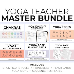 MASTER+ Yoga Teacher Bundle Digital Yoga Stickers Yoga Pose Sequence Yoga Flash Cards Yoga Assist Yoga Consent Cards Yoga Chakra Training