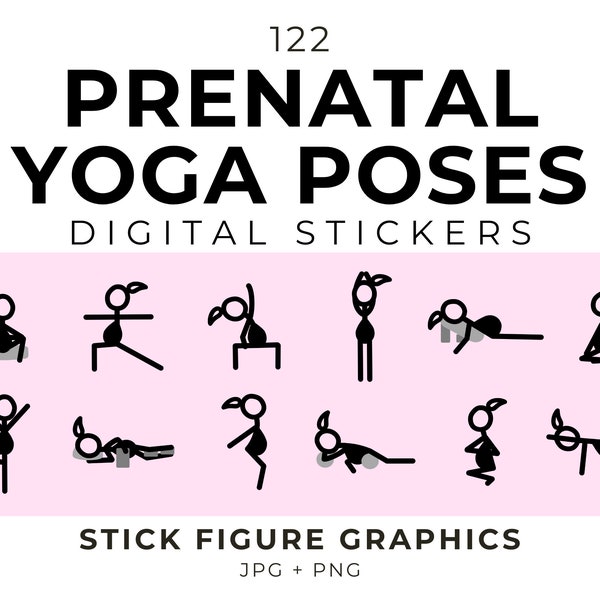 Prenatal Yoga Digital Stickers for Expecting Mothers Pregnancy Yoga Poses for Pregnant Women Prenatal Yoga Stickers for Pregnancy Planners