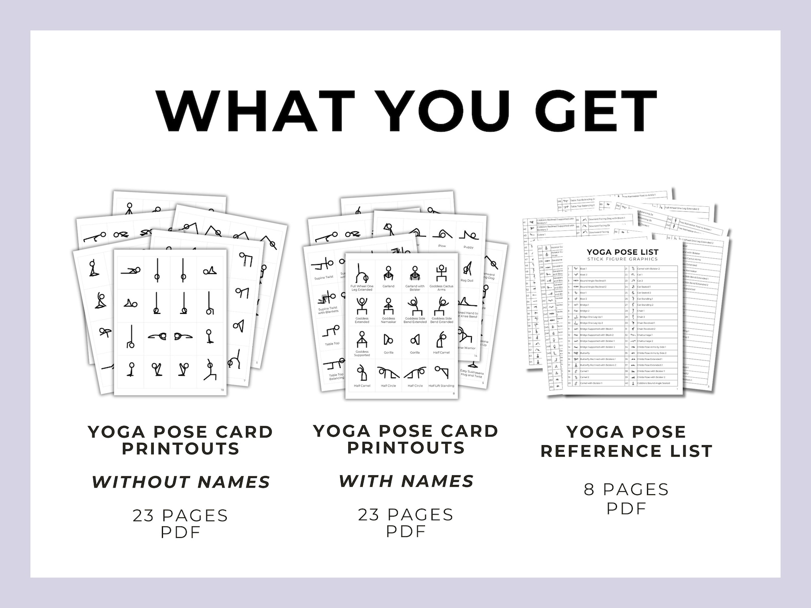 Printable Yoga Pose Flashcards Yoga Stick Figure +props for Yoga ...