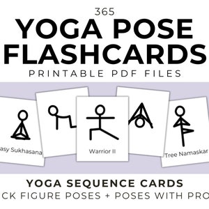 Printable Yoga Pose Flashcards Yoga Stick Figure +props for Yoga Teacher Training Tools Digital Yoga Cards for Yoga Sequence Plans for Print