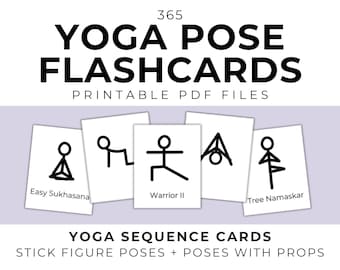 Printable Yoga Pose Flashcards of Stick Figure Poses (PDF) for Yoga Teacher Training Tools, Yoga class planner for yoga sequence flow