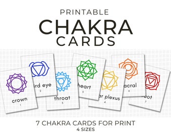 Chakra Symbol Cards Instant Download for Printable 7 Chakras Flashcards for Meditation Instructors and Yoga Teacher Training Education