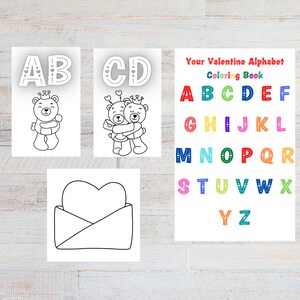 Valentine&#39;s Alphabet Coloring Book, Valentine&#39;s Coloring book for kids, Printable Coloring Pages, Printable Valentine&#39;s Colouring Pages