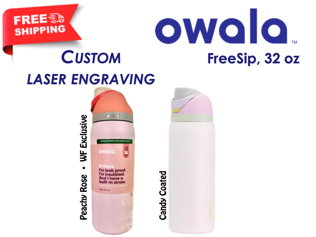 Owala Freesip Peachy Rose and Candy Coated Personalized Water Bottle Limited Edition Exclusive
