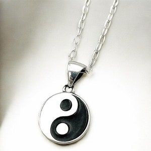 925 Sterling Silver Yin Yang Pendant, Balance Symbol Necklace, Spiritual Jewelry Present for Mindfulness, Optional 18&quot; Cable Link Chain 1731