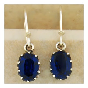 Vintage Estate Royal Blue Sim. Sapphire Dangle Filigree Earrings In 925 Solid Sterling Silver      409