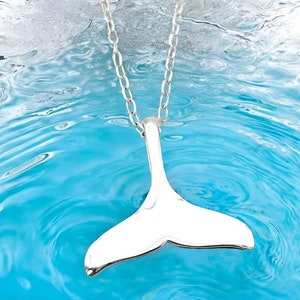 925 Sterling Silver Whale Tail Pendant Necklace: Ocean Nautical Jewelry, Optional Chain  1706