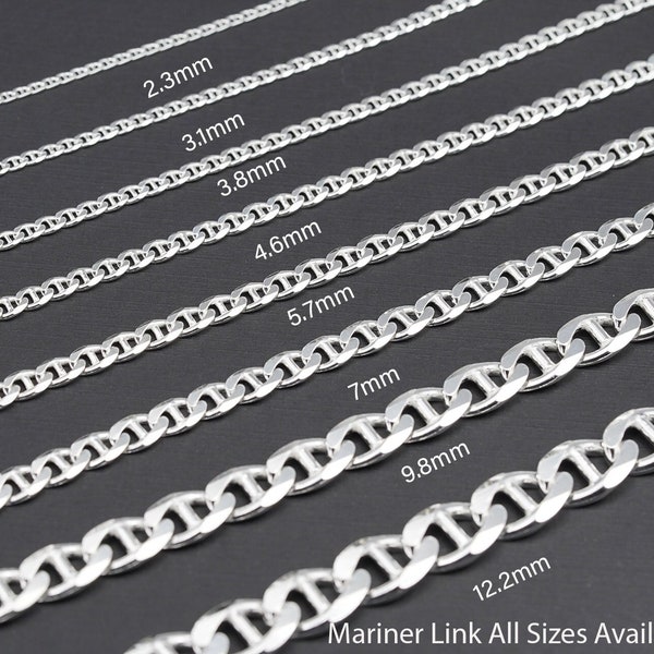 925 Sterling Silver Mariner Chain Necklace-High-Quality, Classic Jewelry -Ideal Anniversary or Birthday Gift -Unisex Present -Nautical Chain