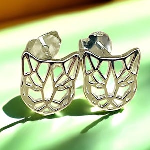 Origami Tiger Stud Earrings in 925 Sterling Silver, Push-Back Design, Unique Animal Jewelry, Ideal Birthday Or Anniversary Gift 2052