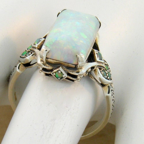 Vintage Estate Cabochon Opal Filigree Ring in 925 Solid - Etsy