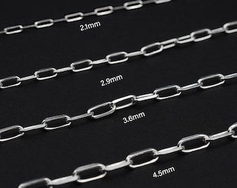 925 Sterling Silver Paperclip Chain Necklace, Diamond-Cut Finish, Perfect Fashion Accessory, Unique Unisex Gift, Ideal Birthday Present