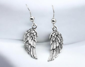 925 Sterling Silver Angel Wing Earrings: Delicate Everyday Wear Jewelry 2040