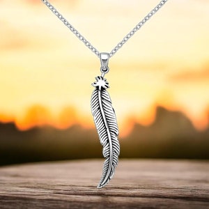 925 Sterling Silver Feather Pendant Necklace: Boho Nature Charm, Optional Adjustable Chain 2089