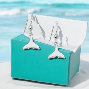 Whale Tail Hook Earrings, Elegant 925 Sterling Silver Dangles for Everyday Wear, Perfect Ocean-Inspired Gift for Sea Lovers, 2118