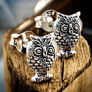 Tiny 925 Sterling Silver Owl Push-Back Stud Earrings, Cute Animal Jewelry, Dainty Everyday Wear, Perfect Birthday Or Anniversary Gift 1965