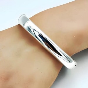 925 Sterling Silver Square Bangle - 6.5" Lightweight Bracelet -Stylish Minimalist Accessory-Unique Gift for Her,Lovely Birthday Present 1250