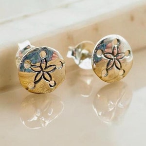 Sand Dollar Push-Back Earrings - 925 Sterling Silver Nautical Accessories - Great Gift for Sea Enthusiasts, Unique Birthday Present 2114