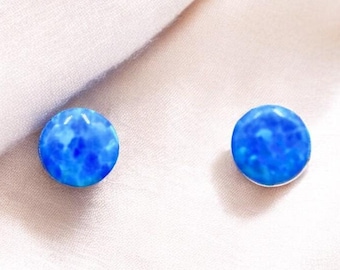 Tiny Sterling Silver Blue Opal Stud Earrings: 3mm Minimalist Jewelry 1845