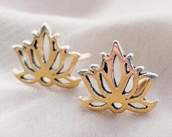 Sterling Silver Lotus Stud Earrings: Nature Inspired Jewelry 2113