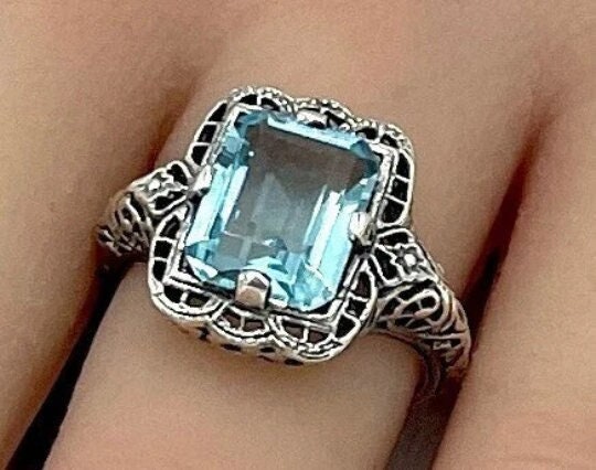 【REAL SILVER 925】AQUA SILVER REAL SILVER 925】AQUA SILVER Faceted Aqua Blue Zircon