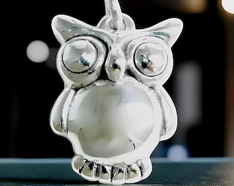925 Sterling Silver Owl Pendant Necklace: Lightweight Whimsical Jewelry, Optional Adjustable Chain 1543