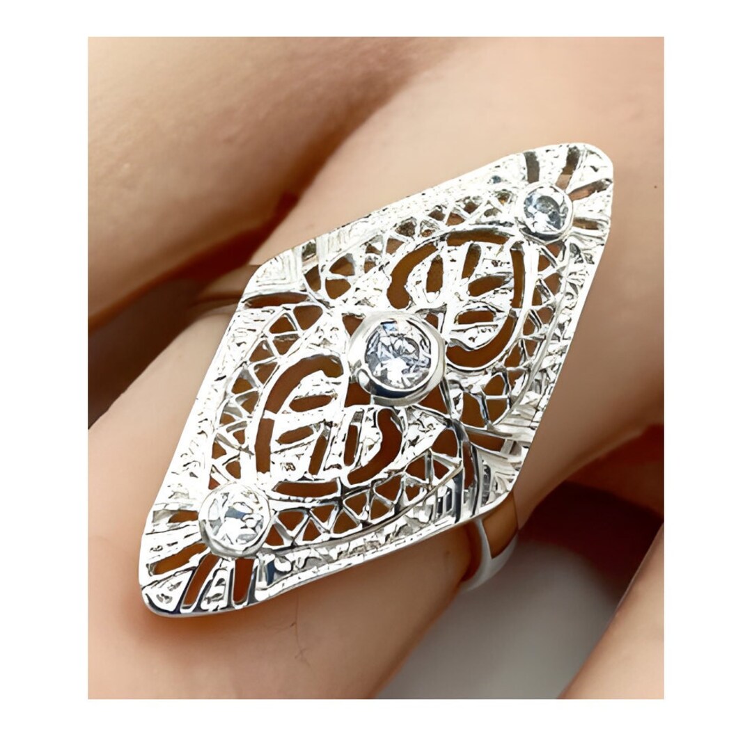 Vintage Statement Ring - 925 Solid Sterling Silver - Anti-tarnish ...