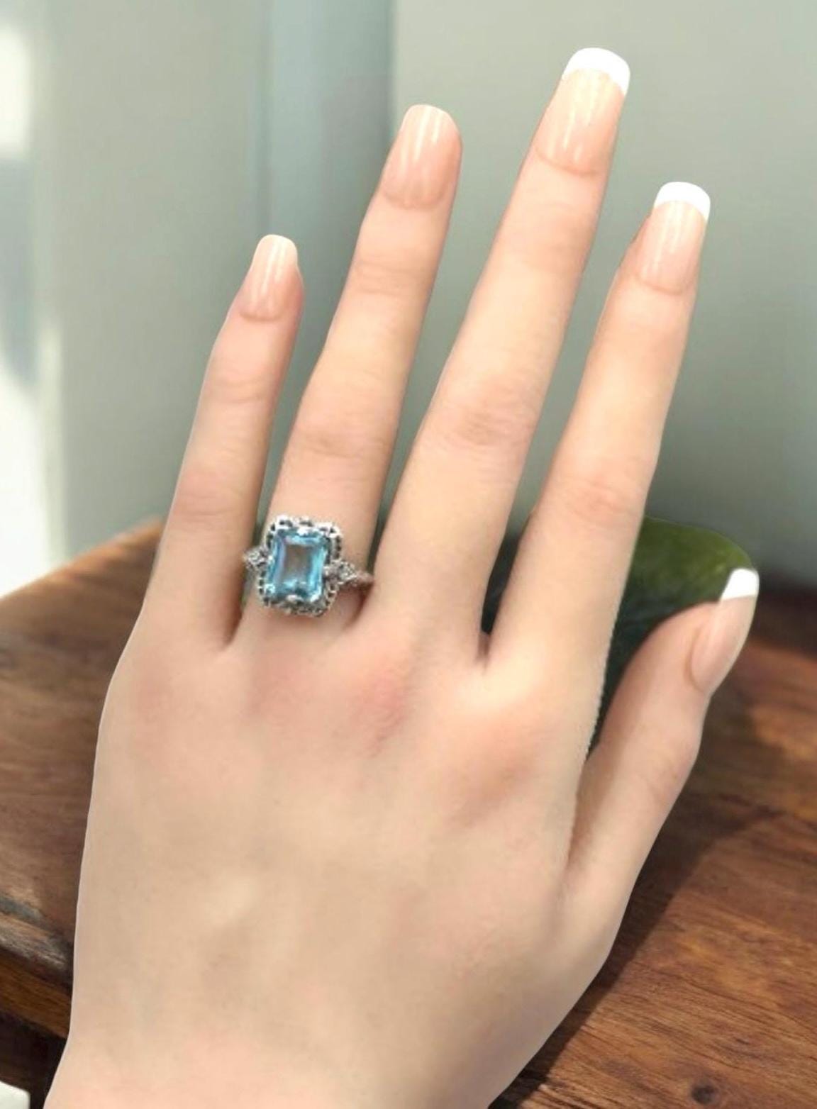 【REAL SILVER 925】AQUA SILVER REAL SILVER 925】AQUA SILVER Faceted Aqua Blue Zircon