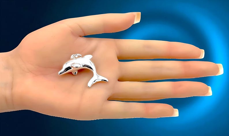 925 Sterling Silver Dolphin Pendant: Lightweight Ocean-Inspired Charm 1624 image 4