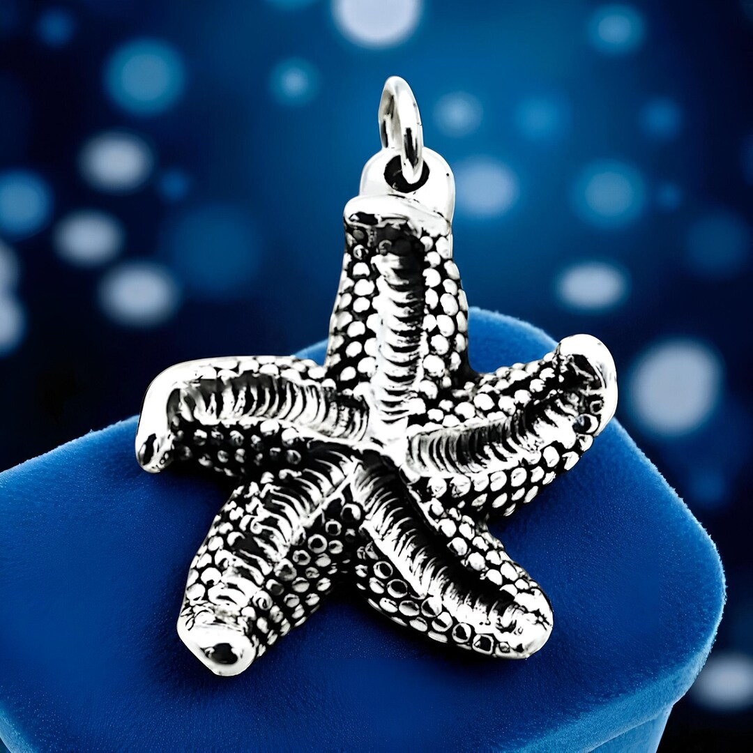 925 Sterling Silver Starfish Pendant Necklace Lightweight Ocean ...