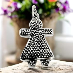Little Girl Silhouette Lightweight Pendant in 925 Sterling Silver, Beautiful Keepsake Birthday Gift, 16-18&quot; Adjustable Chain Option 1646