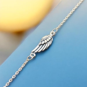 925 Sterling Silver Angel Wings Bracelet - Dainty Angelic Adjustable Jewelry- Perfect Birthday Present, Friendship Gift 2107