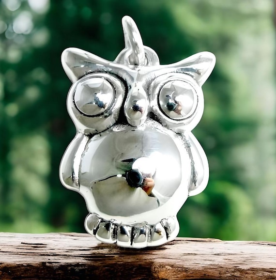 925 Sterling Silver Owl Pendant Necklace: Lightweight Whimsical
